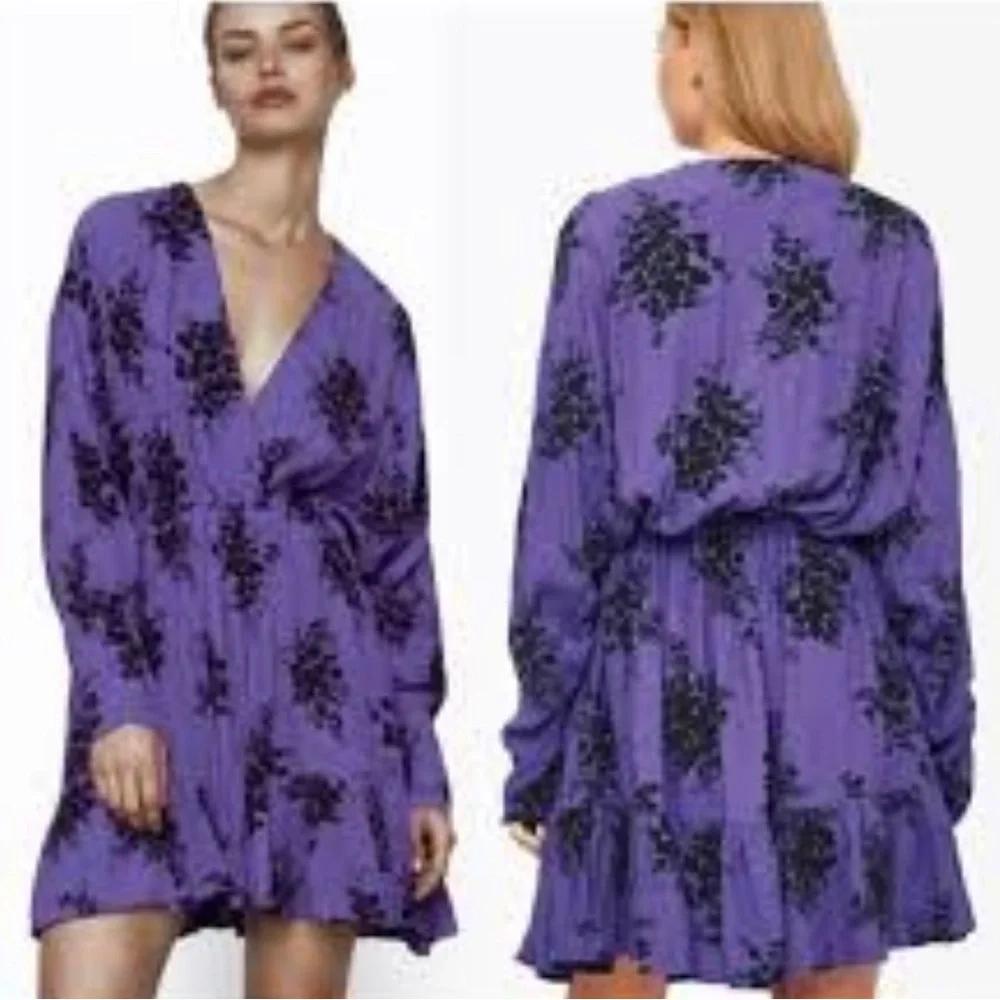 BLOGGERS FAVE/ ZARA DRESSES PURPLE/FLORAL PRINT SZ S - Picture 4 of 13